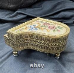 Vintage Austrian Gilt Mini Grand Piano Music Box Reuge The Anniversary Waltz