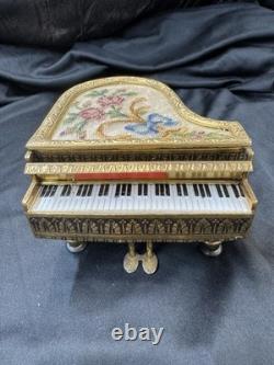 Vintage Austrian Gilt Mini Grand Piano Music Box Reuge The Anniversary Waltz