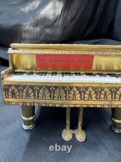 Vintage Austrian Gilt Mini Grand Piano Music Box Reuge The Anniversary Waltz
