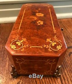 Vintage Beautiful Sorrento Reuge Swiss Wood Inlay Music Box-Guido Valse(3 parts)