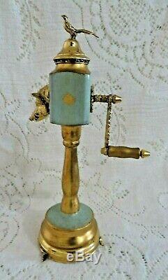 Vintage Brevetto Boars Head and Pheasant Pepper Mill Reuge Music Box Turquoise