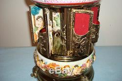 Vintage Capodimonte Italian Cigarette Lipstick Carousel Reuge Music Box