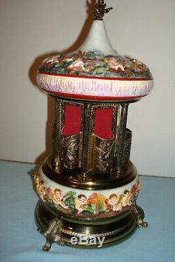 Vintage Capodimonte Italian Cigarette Lipstick Carousel Reuge Music Box