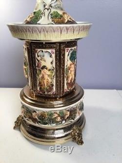 Vintage Capodimonte Reuge And Swiss Musical Cigarette/lipstick Carousel