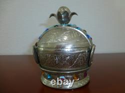 Vintage Crown Music Jewelry Box Silver Plate Music Box Thorens (Pre-Reuge)