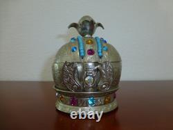 Vintage Crown Music Jewelry Box Silver Plate Music Box Thorens (Pre-Reuge)