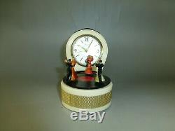 Vintage Dancers Musical Alarm Clock With Reuge Dancing Ballerina Music Box