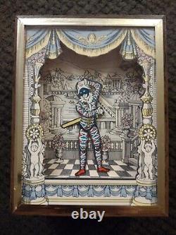 Vintage Dancing Jester Harlequin Shadow Music Box Reuge Menuet-Mozart