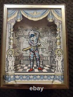 Vintage Dancing Jester Harlequin Shadow Music Box Reuge Menuet-Mozart