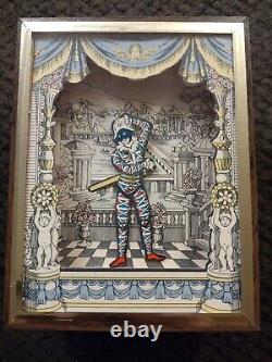 Vintage Dancing Jester Harlequin Shadow Music Box Reuge Menuet-Mozart