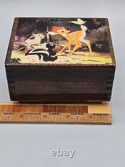 Vintage Disney Bambi Reuge Music Jewelry Box Swiss Musical Movement RARE