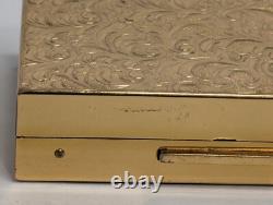 Vintage Elgin American Reuge Music Box Powder Compact Case Mirror Gold Tone