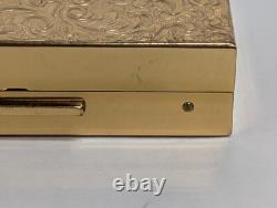 Vintage Elgin American Reuge Music Box Powder Compact Case Mirror Gold Tone