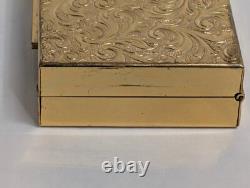 Vintage Elgin American Reuge Music Box Powder Compact Case Mirror Gold Tone