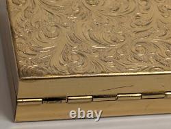 Vintage Elgin American Reuge Music Box Powder Compact Case Mirror Gold Tone