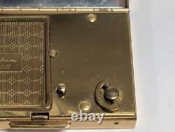 Vintage Elgin American Reuge Music Box Powder Compact Case Mirror Gold Tone