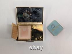 Vintage Elgin American Reuge Music Box Powder Compact Case Mirror Gold Tone