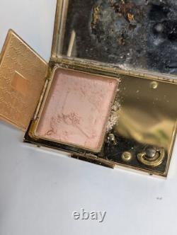 Vintage Elgin American Reuge Music Box Powder Compact Case Mirror Gold Tone