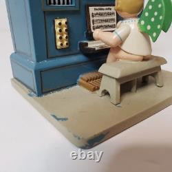 Vintage Erzgebirge German Music Box Angel Playing Organ Reuge Read Description
