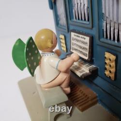 Vintage Erzgebirge German Music Box Angel Playing Organ Reuge Read Description