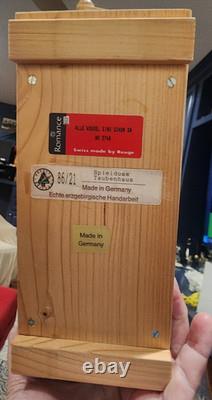 Vintage Erzgebirge Germany Reuge Wood Hand Crank Music Box Feeding Doves