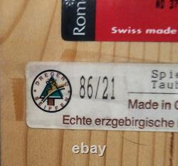 Vintage Erzgebirge Germany Reuge Wood Hand Crank Music Box Feeding Doves