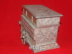 Vintage Fred Zimbalist Figural Music Box Engraved Reuge Swiss Movement Cart