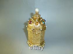Vintage German Gold Gilt Jewelry Case Swiss Reuge Music Box (watch The Video)