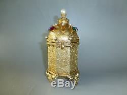 Vintage German Gold Gilt Jewelry Case Swiss Reuge Music Box (watch The Video)
