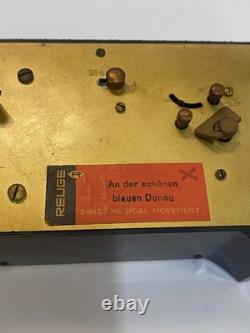 Vintage German SCHMID Music Box Alarm Clock With Reuge Music Box Non-Working