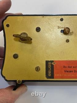 Vintage German SCHMID Music Box Alarm Clock With Reuge Music Box Non-Working