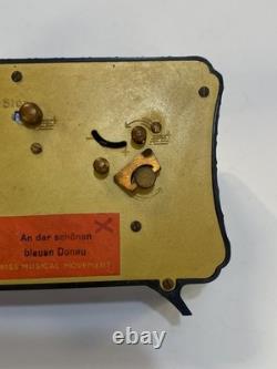 Vintage German SCHMID Music Box Alarm Clock With Reuge Music Box Non-Working