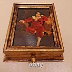 Vintage Gilt Italian Wall Pull-String Music Box withReuge Swiss Movement