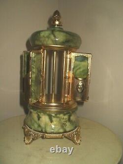 Vintage Green Onyx Marblle Made In Italy Cigarette/ Lipstick Carousel Music Box