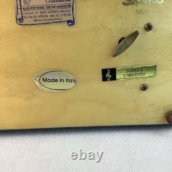 Vintage Handmade Royal Blue Floral Wood Inlay-REUGE Music BoxITALY