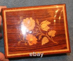 Vintage Handmade Wooden Trinket Jewelry Music Box Italy