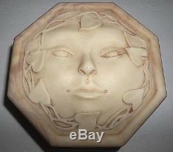 Vintage INCOLAY STUDIOS Stone Musical JEWELRY Box Carved Face BEIGE SIGNED
