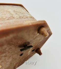 Vintage Incolay Stone Reuge Music Jewelry Box Pastoral 7 Caramel Marble Works
