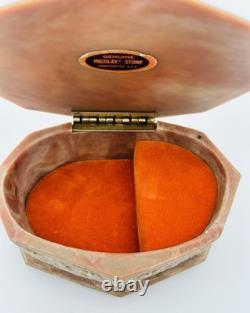 Vintage Incolay Stone Reuge Music Jewelry Box Pastoral 7 Caramel Marble Works Vintage Incolay Stone Reuge Music Jewelry Box Pastoral 7 Caramel Marble Works