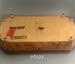 Vintage Italian Burl Walnut Jewelry Box Reuge Musicbox Made in Sorento