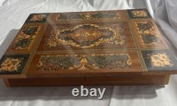 Vintage Italian Inlaid Side Table With Jewelry Compartment Reuge Music Box Noleg