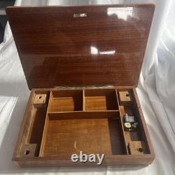 Vintage Italian Inlaid Side Table With Jewelry Compartment Reuge Music Box Noleg