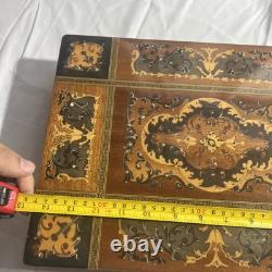 Vintage Italian Inlaid Side Table With Jewelry Compartment Reuge Music Box Noleg