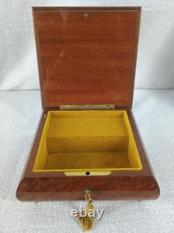 Vintage Italian Inlaid Wood Jewelry Music Box Reuge Swiss Movement Love Story 7