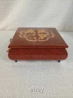 Vintage Italian Inlaid Wood Jewelry Music Box Reuge Swiss Movement Love Story 7