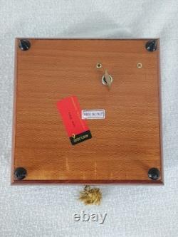 Vintage Italian Inlaid Wood Jewelry Music Box Reuge Swiss Movement Love Story 7