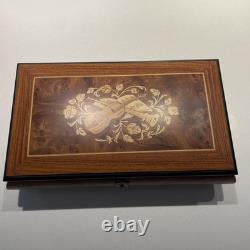 Vintage Italian Inlaid Wood Music Box Reuge Movement Memory Sorrento Italy
