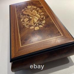 Vintage Italian Inlaid Wood Music Box Reuge Movement Memory Sorrento Italy