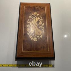 Vintage Italian Inlaid Wood Music Box Reuge Movement Memory Sorrento Italy