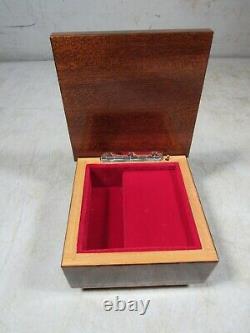 Vintage Italian Inlaid Wood Reuge Swiss Jewelry Music Box Italy